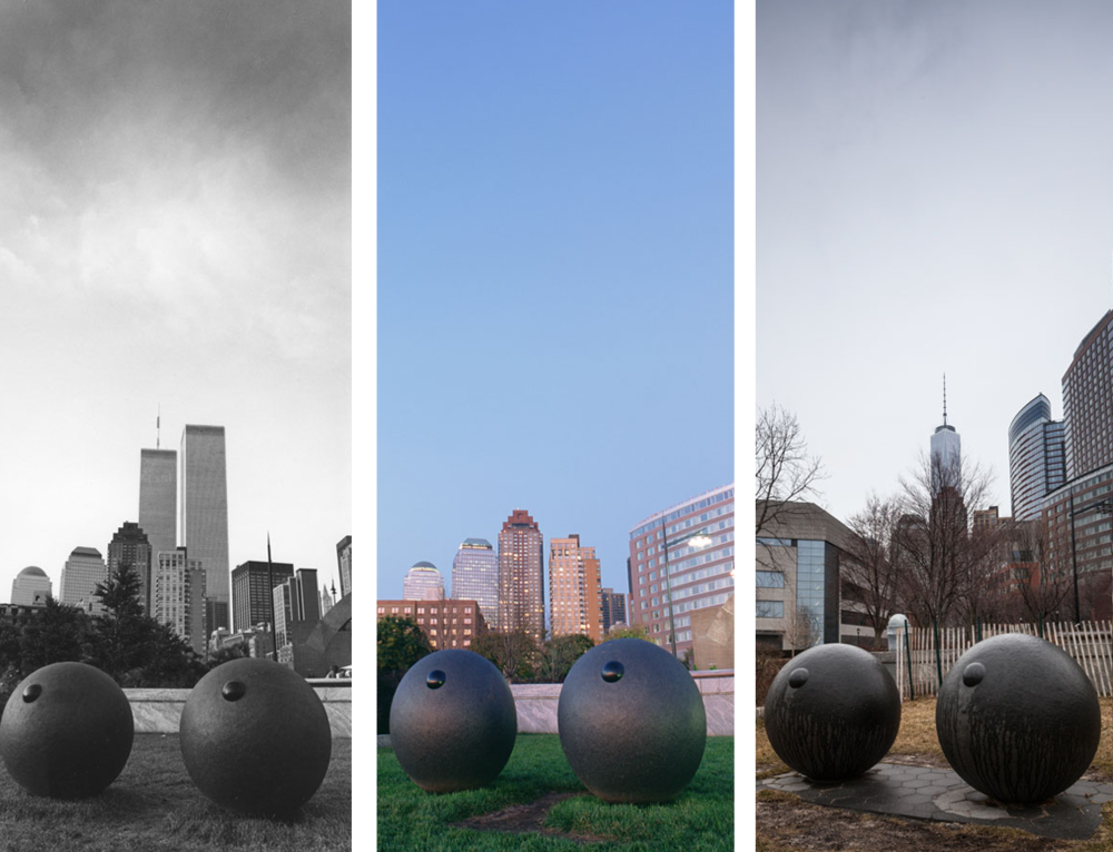 New York before and after - Busenskulptur